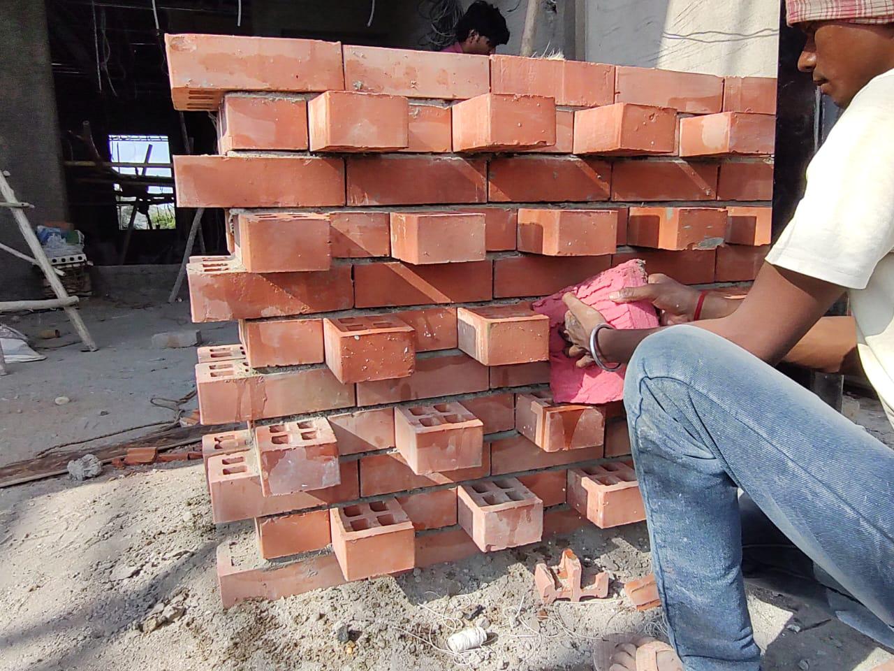 3 hole wire cut bricks closeup — Bricks Street India
